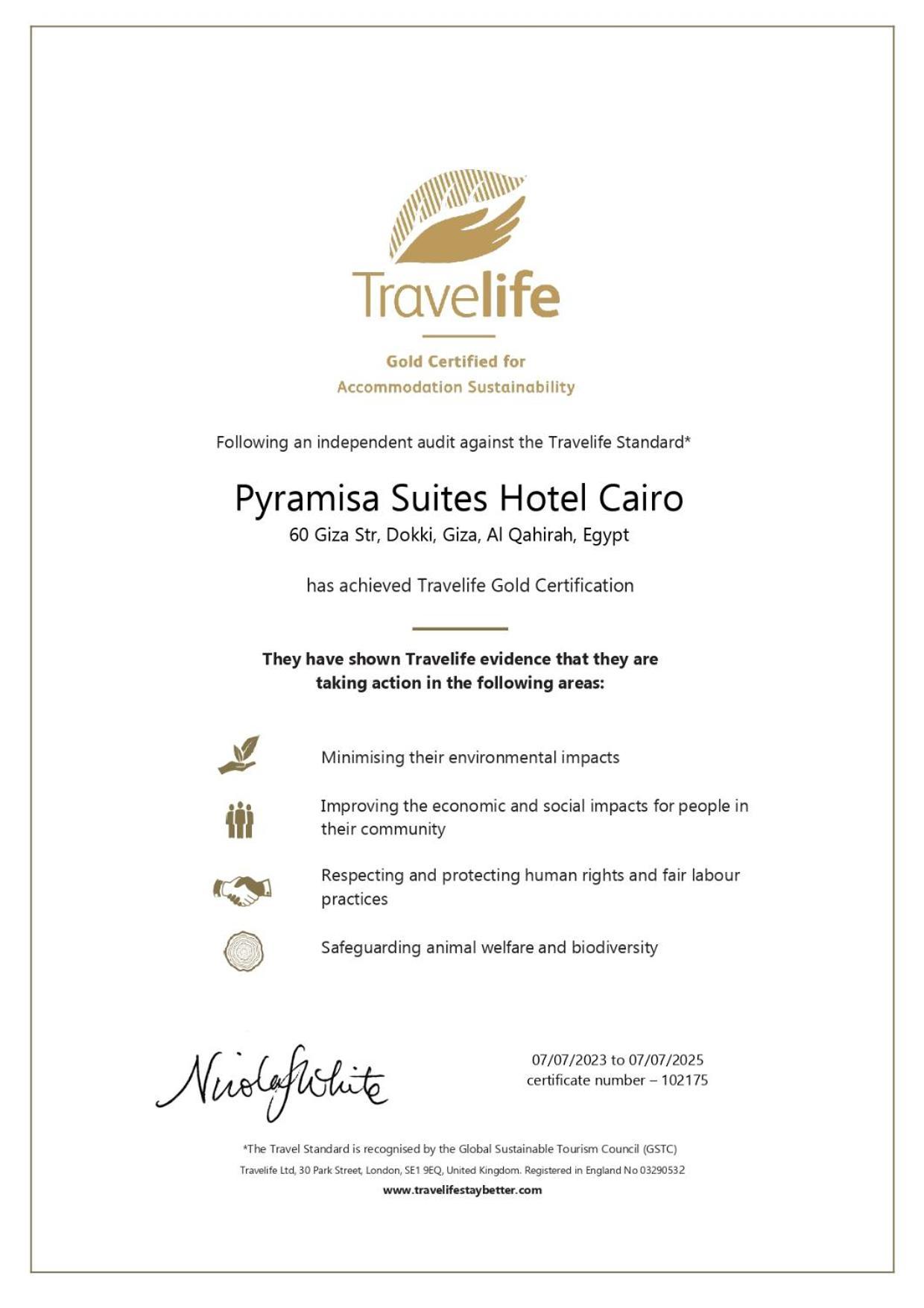 Pyramisa Suites Hotel Cairo Giza Extérieur photo Gold certification for the Travelite Standard